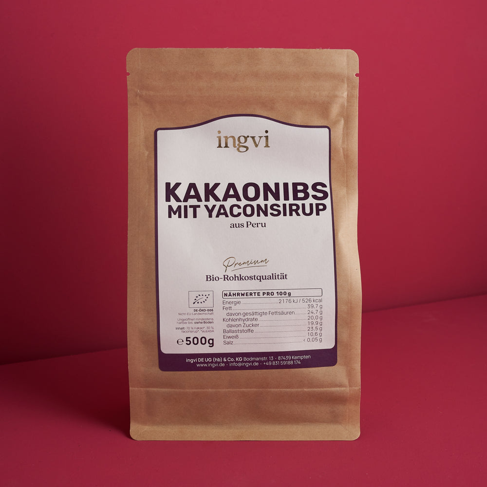 Kakaonibs Criollo mit Yaconsirup, ROHKOST, 500g